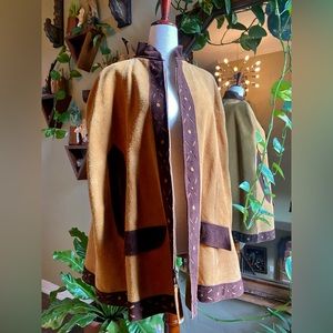 Leather Suede Cape, Vintage 1960’s 1970’s, Boho, Hippie, Woodstock